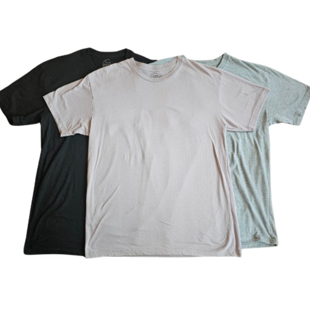 3-IN-1 True Classic Short Sleeve Fitted Crew Neck Tee Shirts Black/Gray/Silver L